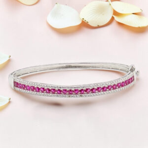 92.5 Silver Kada Bracelet with Ruby