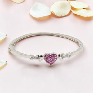 Silver Heart Kada Bracelet