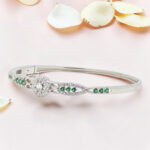 Sterling Silver Kada Bracelet with Emeralds