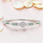 Sterling Silver Kada Bracelet with Emeralds