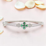 Silver Kada Bracelet 92.5 with Green Stones