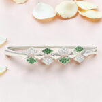 Silver Kada Bracelet with Green CZ