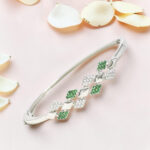 Silver Kada Bracelet with Green CZ