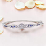 925 Silver Kada Bracelet with Blue Sapphires