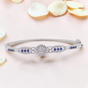 925 Silver Kada Bracelet with Blue Sapphires