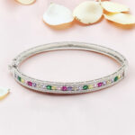 Silver Kada Bracelet 92.5 Multicolored CZ