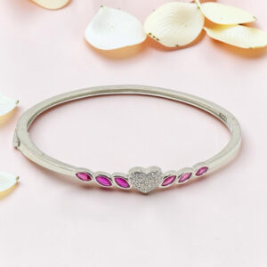 Silver Heart Kada Bracelet 92.5
