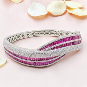 Sterling Silver Ruby Cut Kada Bracelet