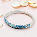 Gold Silver Kada Bracelet with Green Stones
