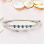 Silver Kada Bracelet 92.5 With Green Stones
