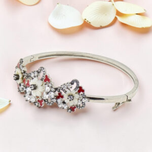 Silver Kada Bracelet with MOP and CZ
