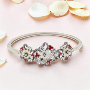 Silver Kada Bracelet with MOP and CZ