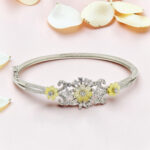 Silver Kada Bracelet with MOP Flowers