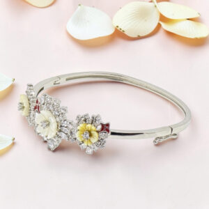 Silver MOP Flower Kada Bracelet