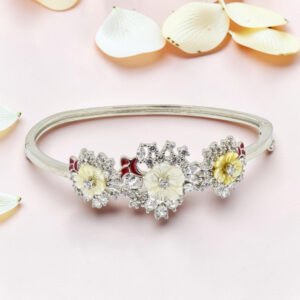 Silver MOP Flower Kada Bracelet