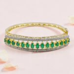 92.5 Silver Kada Bracelet with Emeralds