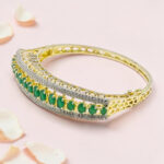 92.5 Silver Kada Bracelet with Emeralds