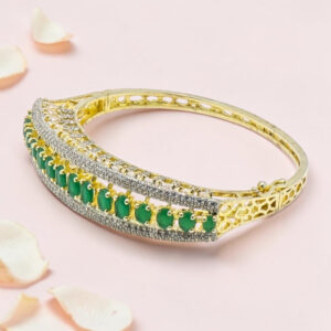 92.5 Silver Kada Bracelet with Emeralds