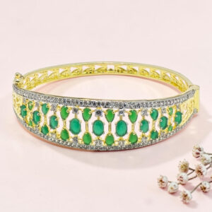 Emerald Silver Kada Bracelet 92.5