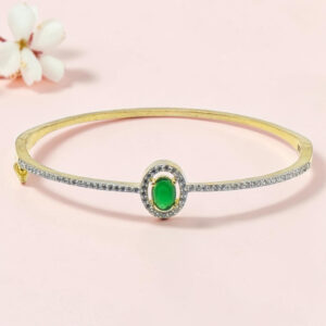 Silver Emerald Kada Bracelet 92.5