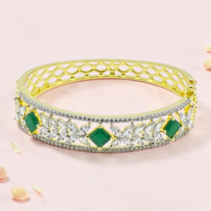 92.5 Silver Emerald Kada Bracelet