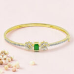 Gold Plated Emerald Kada Bracelet 92.5 Silver