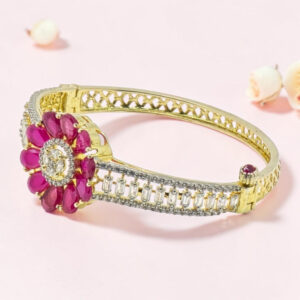 92.5 Silver Kada Bracelet with CZ