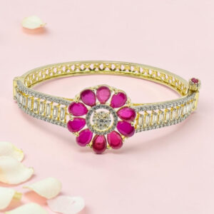 92.5 Silver Kada Bracelet with CZ