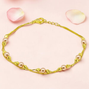 Gold Plated Pearl Chain Bracelet 92.5 Sterling Silver