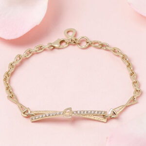 Sterling Silver Chain Bracelet with CZ