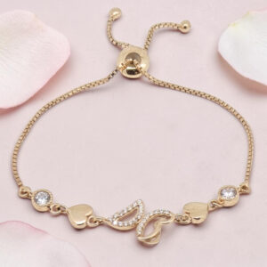 Gold Heart and Diamond Accent Bracelet