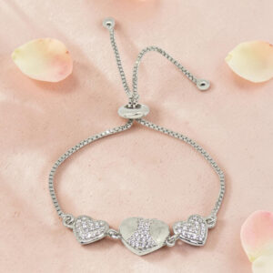 Sterling Silver Pave Heart Bracelet