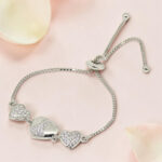 Sterling Silver Pave Heart Bracelet