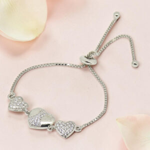 Sterling Silver Pave Heart Bracelet