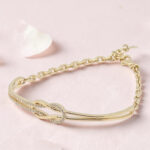 Rose Gold Tone Diamond Knot Kada Bracelet