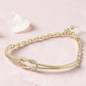 Rose Gold Tone Diamond Knot Kada Bracelet