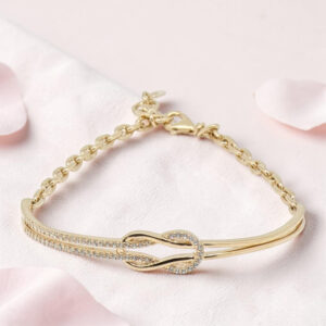 Rose Gold Tone Diamond Knot Kada Bracelet