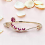 Red CZ Silver Kada Bracelet