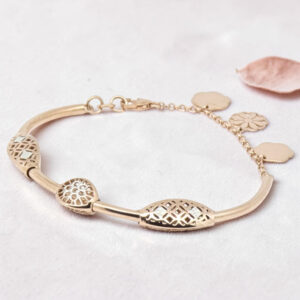 Rose Gold Plated Fancy Silver Kada Bracelet