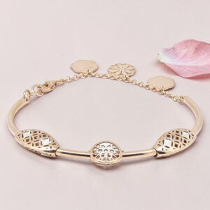 Rose Gold Plated Fancy Silver Kada Bracelet