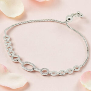 Sterling Silver CZ Adjustable Bracelet
