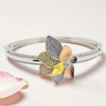 Multi-tone Flower Silver Kada Bracelet