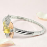 Multi-tone Flower Silver Kada Bracelet