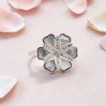 Meena Rings Elegant Flower Ring with MOP and CZ