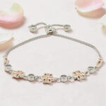 Silver CZ Adjustable Flower Bracelet