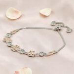 Silver CZ Adjustable Flower Bracelet