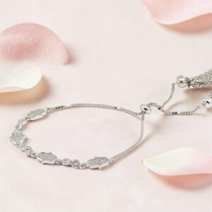 Silver Hamsa CZ Adjustable Bracelet