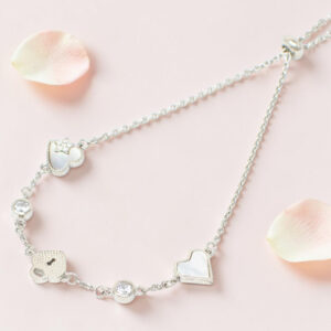 Silver Heart Lock Chain Bracelet