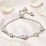 Silver MOP CZ Heart Charm Bracelet