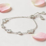 Silver MOP CZ Heart Charm Bracelet